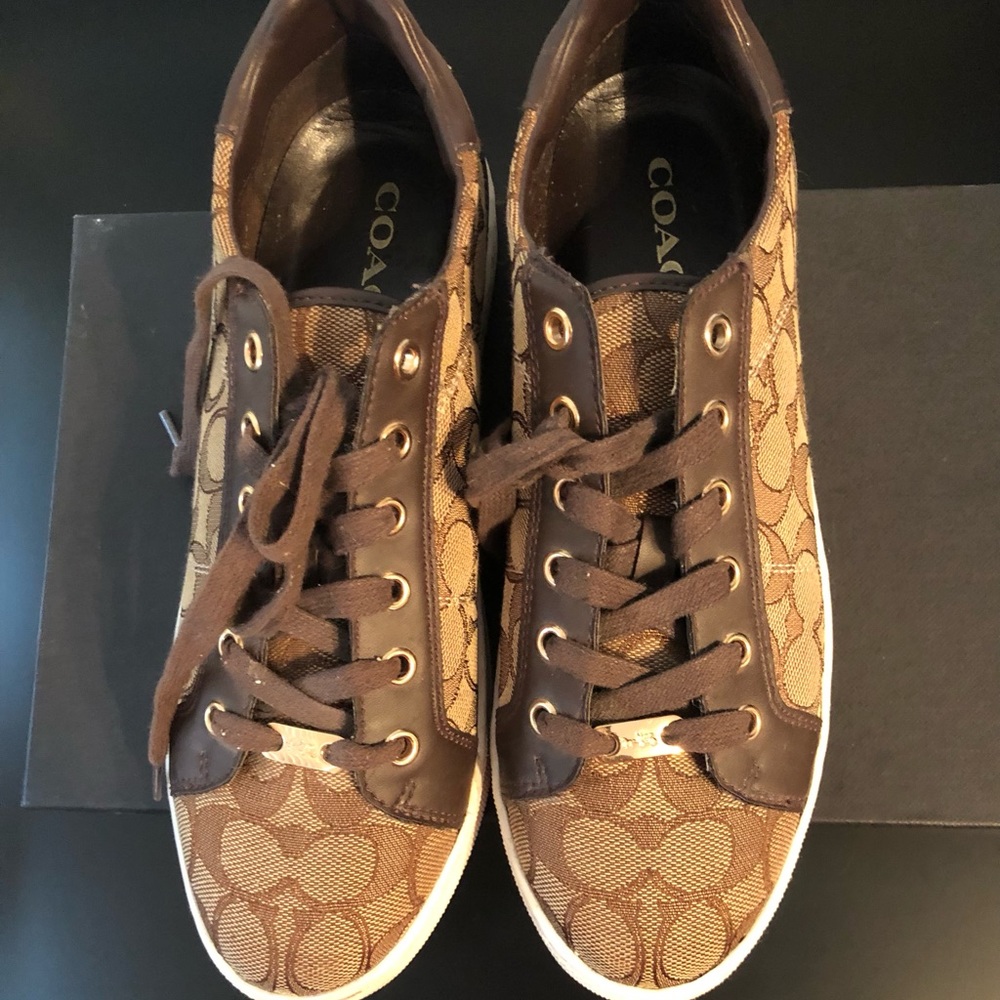 Authentic Coach Paddy Outline Signature C Khaki/Chestnut sneakers size US 9
